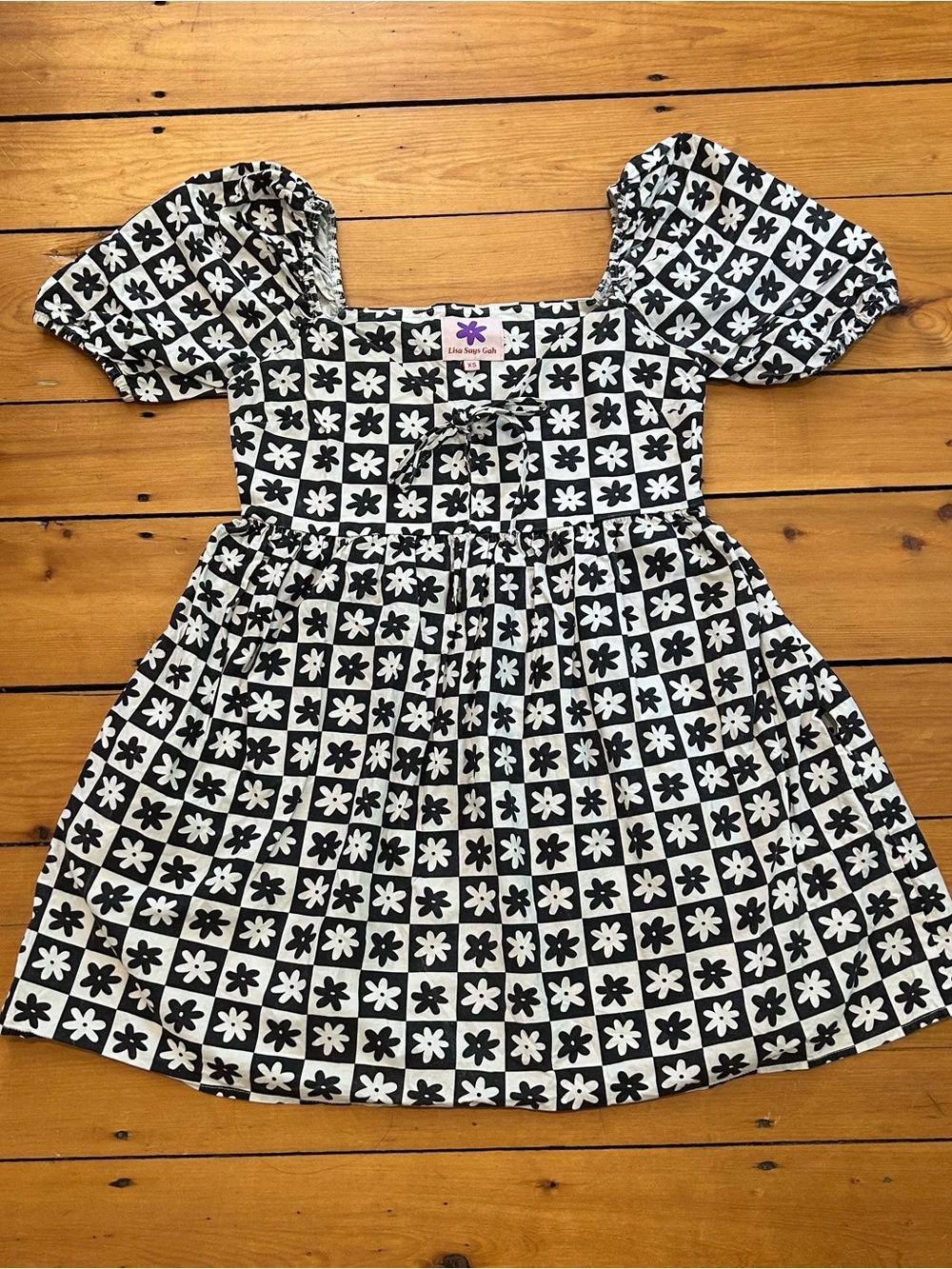 Lisa Says Gah Floral Checkered Dress